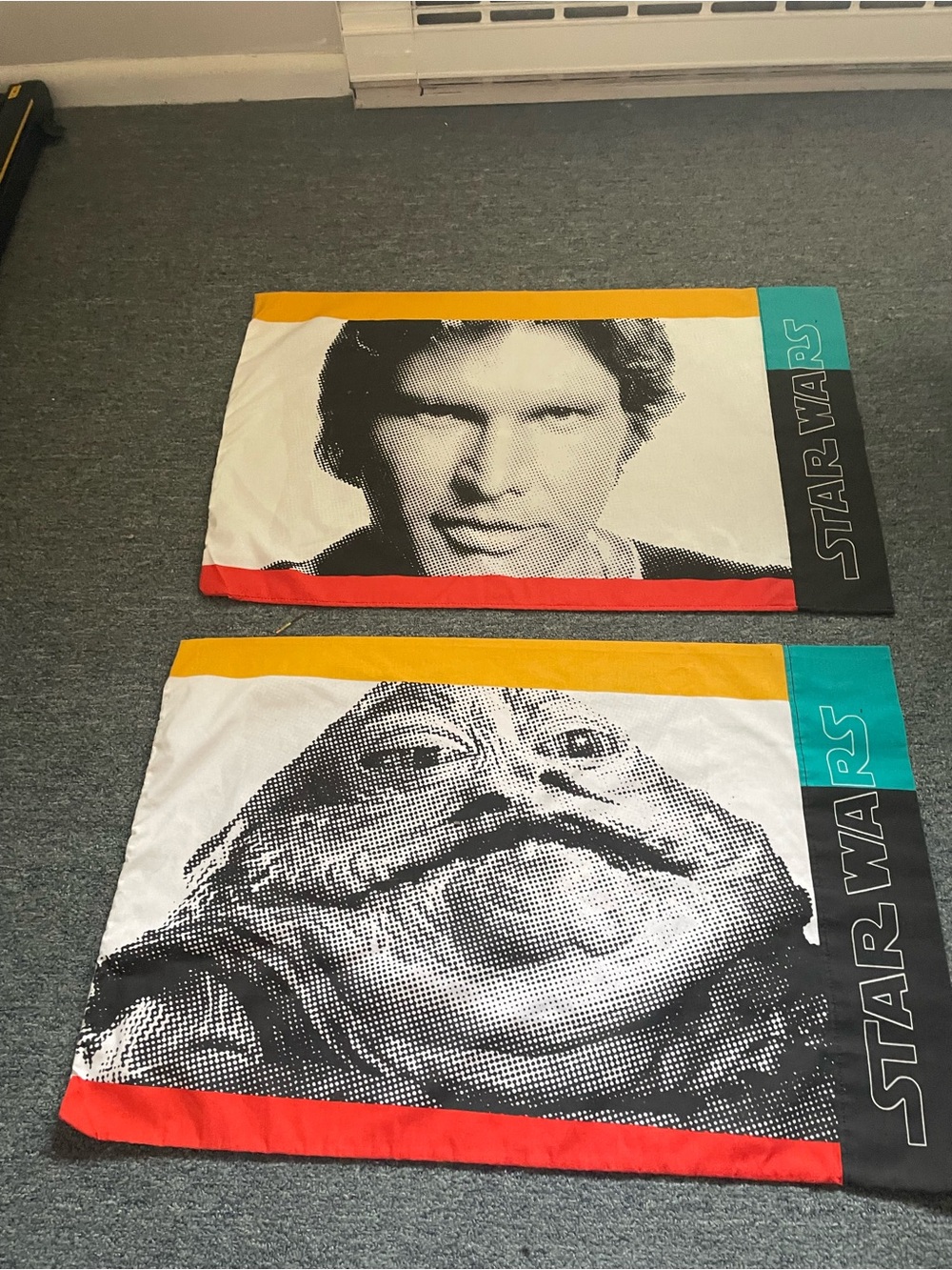 Vintage Star Wars Pillow Cases. Boba Fett, Jabba the Hut, Chewbacca & Hans Solo!